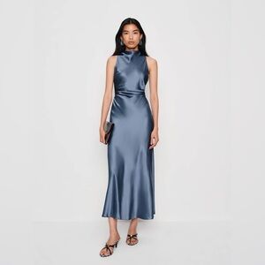 New Reformation Casette Silk Dress Cornflower